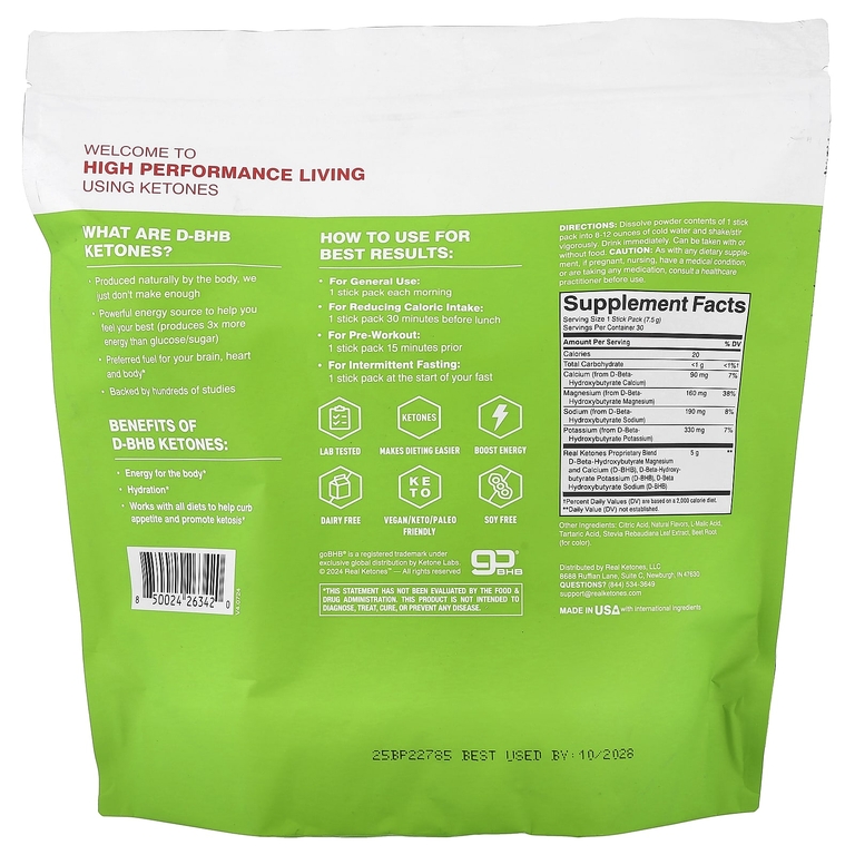 Real Ketones, Shift, арбуз, 30 пакетиков смеси для приготовления напитка, по 7,5 г (0,26 унции)