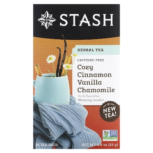 Stash Tea, Herbal Tea, корица, ваниль и ромашка, без кофеина, 18 чайных пакетиков, 25 г (0,8 унции) (Товар снят с продажи) 