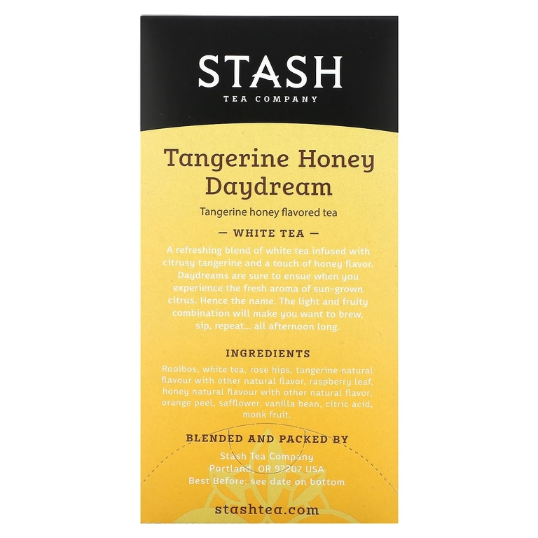 Stash Tea, White Tea, Daydream с мандарином и медом, 18 чайных пакетиков, 35 г (1,2 унции) (Товар снят с продажи) 