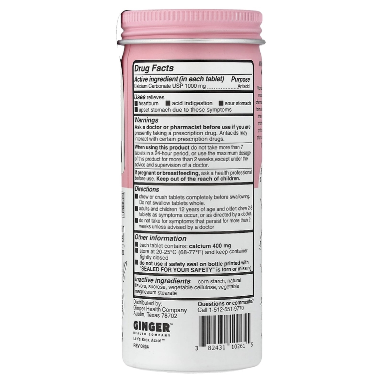 Wonderbelly, Antacid, клубничный молочный коктейль, 60 жевательных таблеток (1000 мг в каждой таблетке)