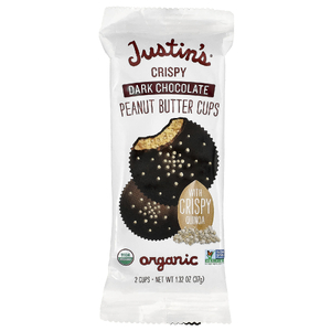 Justin's Nut Butter, органические темные шоколадные конфеты с хрустящей арахисовой пастой, 2 шт., 37 г (1,32 унции)