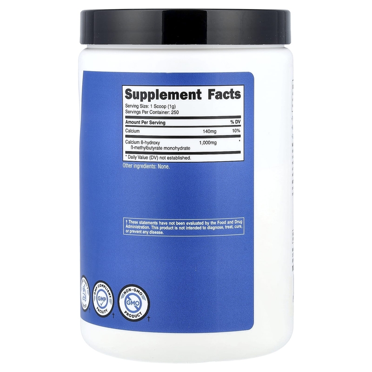 Nutricost, эффективность тренировок, HMB в порошке, без добавок, 250 г (8,9 унции)