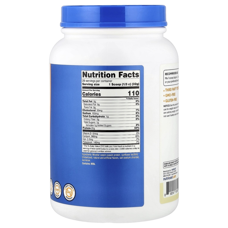 Nutricost, казеиновый протеин, со вкусом ванили, 907 г (2 фунта)