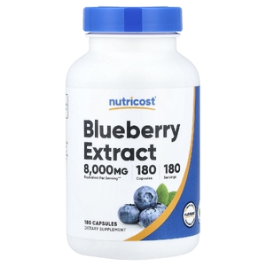 Nutricost, Экстракт голубики, 160 мг, 180 капсул