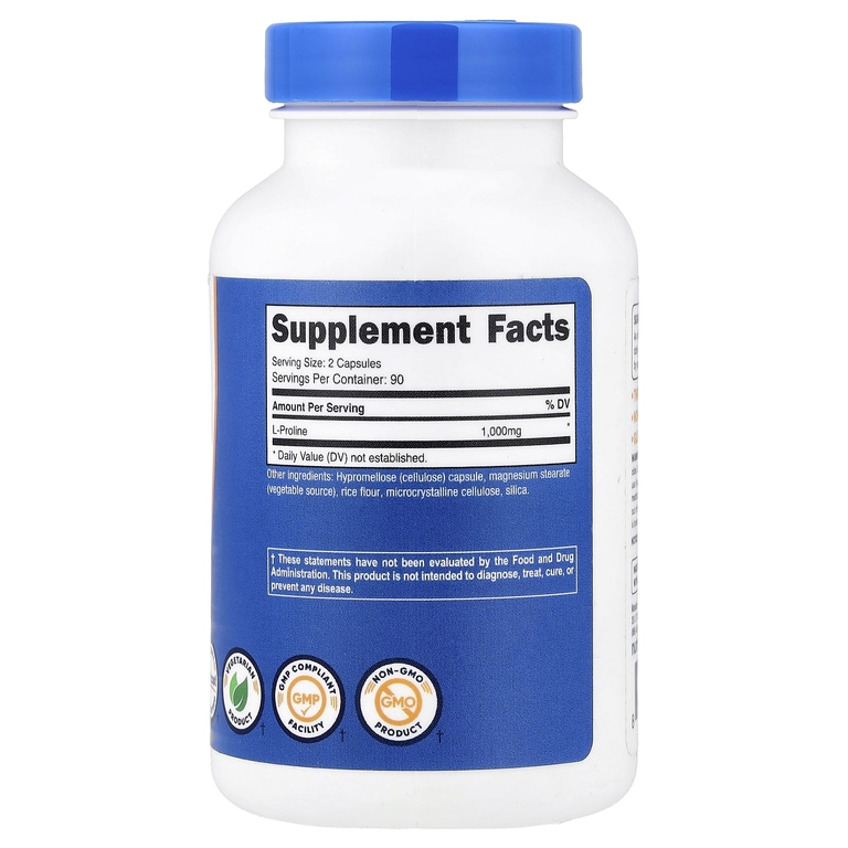 Nutricost, L-пролин, 180 капсул (500 мг на капсулу)