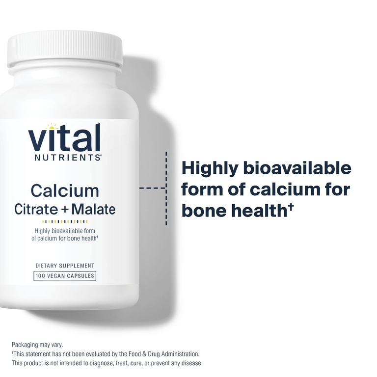 Vital Nutrients, Цитрат кальция и малат, 300 мг, 100 веганских капсул (150 мг в каждой капсуле)