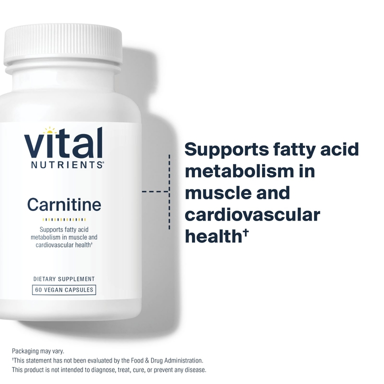 Vital Nutrients, Карнитин, 60 веганских капсул (500 мг на капсулу)