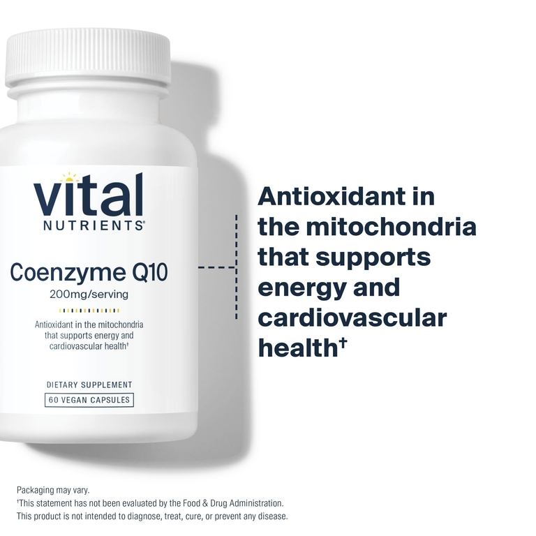 Vital Nutrients, Коэнзим Q10, 200 мг, 60 веганских капсул