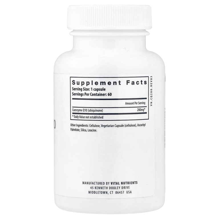 Vital Nutrients, Коэнзим Q10, 200 мг, 60 веганских капсул