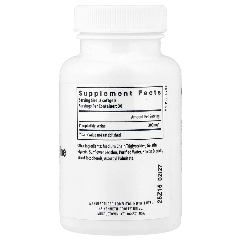 Vital Nutrients, фосфатидилсерин, 60 капсул (150 мг в каждой)