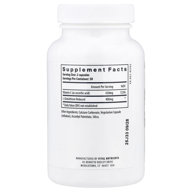Vital Nutrients, Глутатион`` 100 веганских капсул