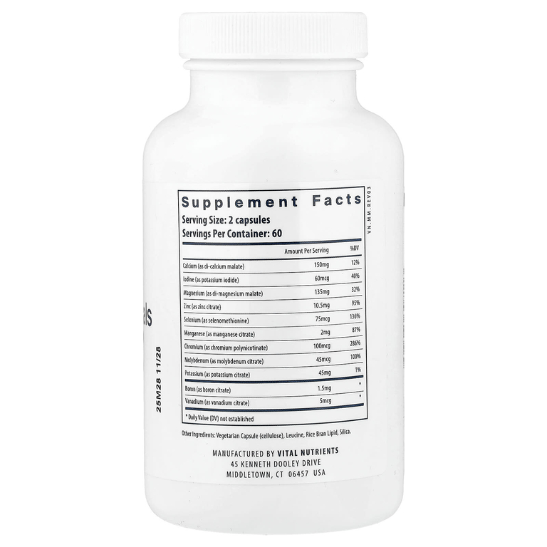 Vital Nutrients, Мультиминералы (без меди и железа), 120 веганских капсул