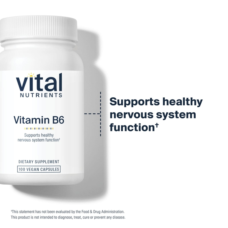 Vital Nutrients, Витамин B6, 100 веганских капсул (100 мг на капсулу)