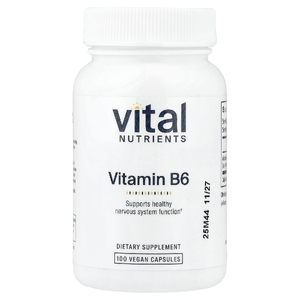 Vital Nutrients, Витамин B6, 100 веганских капсул (100 мг на капсулу)