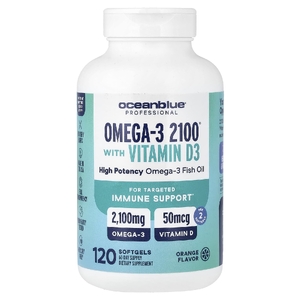 OceanBlue, Professional, Omega-3 2100® с витамином D, со вкусом апельсина, 120 капсул