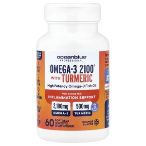 OceanBlue, Professional, Omega-3 2100® с куркумой и апельсиновым вкусом, 60 капсул