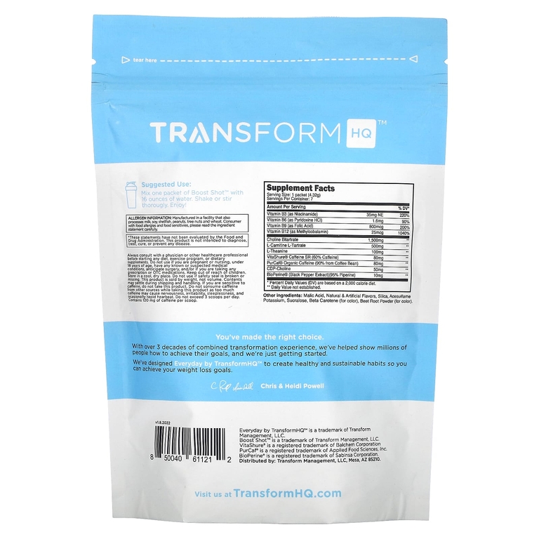 TransformHQ, Everyday, Boost Shot, персик и манго, 30,24 г (1,1 унции) (Товар снят с продажи) 