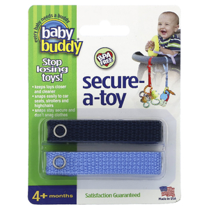Baby Buddy, Secure-A-Toy, для детей от 4 месяцев, темно-синий и небесно-голубой, 2 полоски (Товар снят с продажи) 