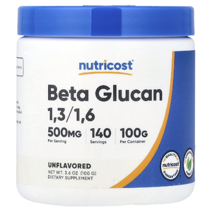 Nutricost, бета-глюкан 1,3/1,6, без добавок, 100 г (3,6 унции)