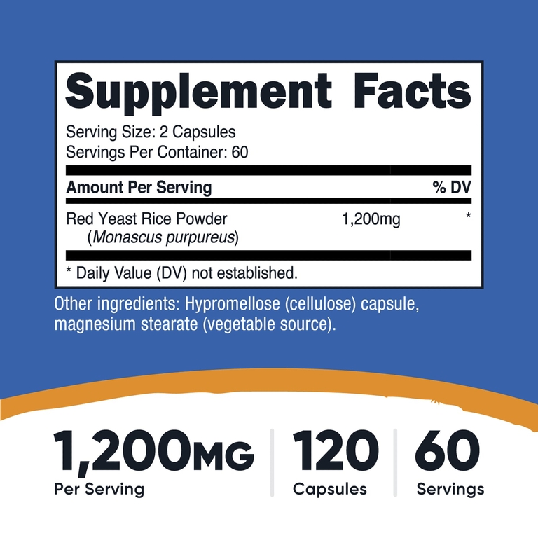 Nutricost, Красный дрожжевой рис, 120 капсул (600 мг на капсулу)
