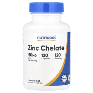 Nutricost, хелат цинка, 50 мг, 120 капсул