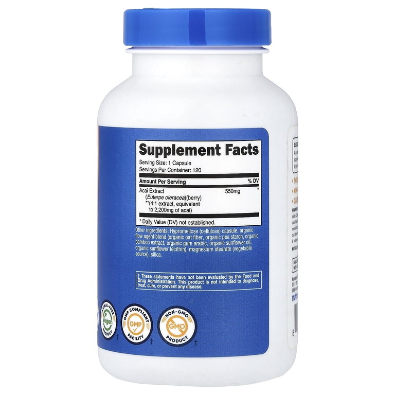 Nutricost, асаи, 2200 мг, 120 капсул