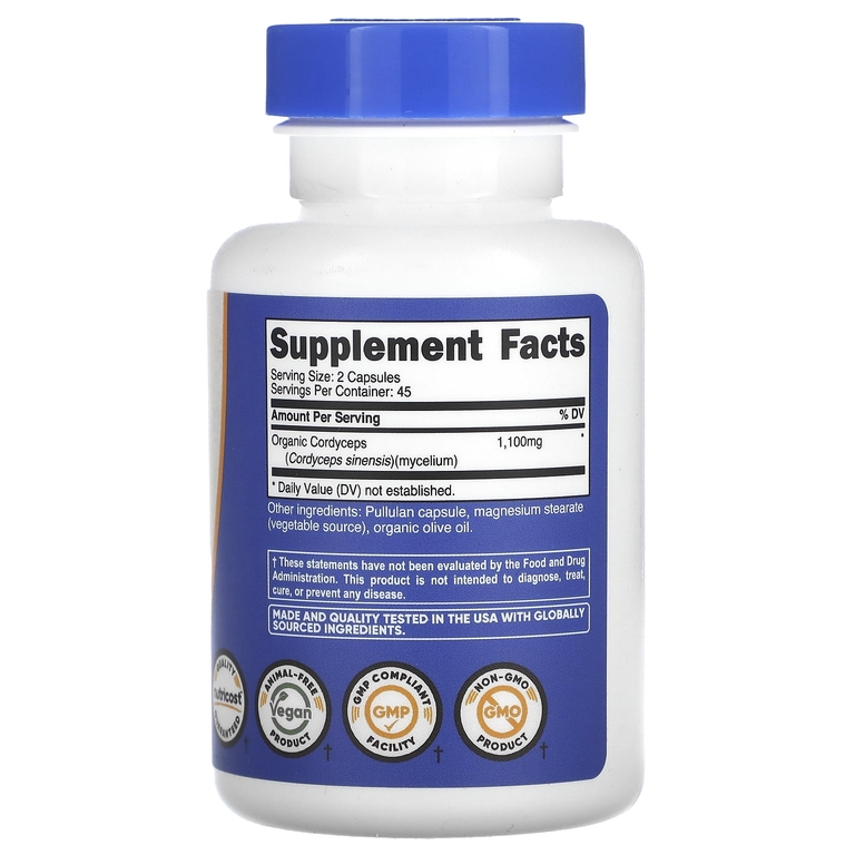 Nutricost, Кордицепс, 90 капсул (550 мг в 1 капсуле)
