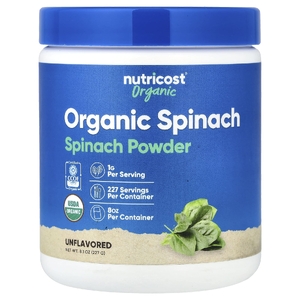 Nutricost, порошок из органического шпината, без добавок, 227 г (8,1 унции) (Товар снят с продажи) 