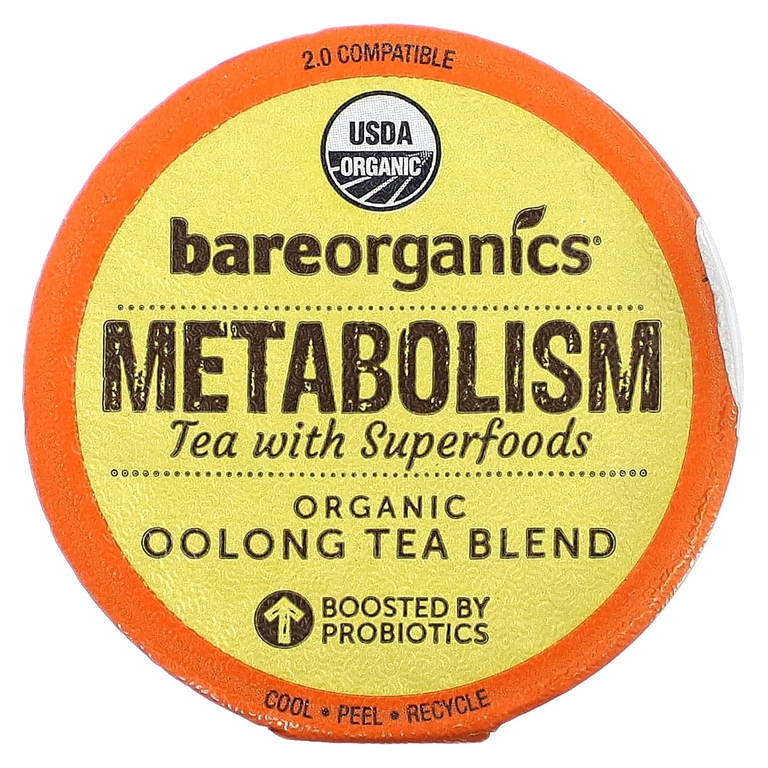 BareOrganics, Metabolism, чай с суперфудами, улун, 10 чашек по 4 г (0,14 унции)