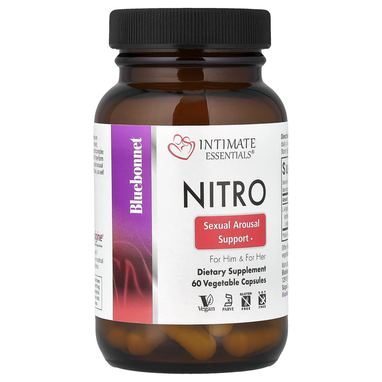 Bluebonnet Nutrition, Intimate Essentials®, Nitro, для мужчин и для нее, 60 растительных капсул (300 мг в 1 капсуле)