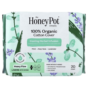 The Honey Pot Company, прокладки с крылышками из 100% органического хлопка, плотные, 20 штук