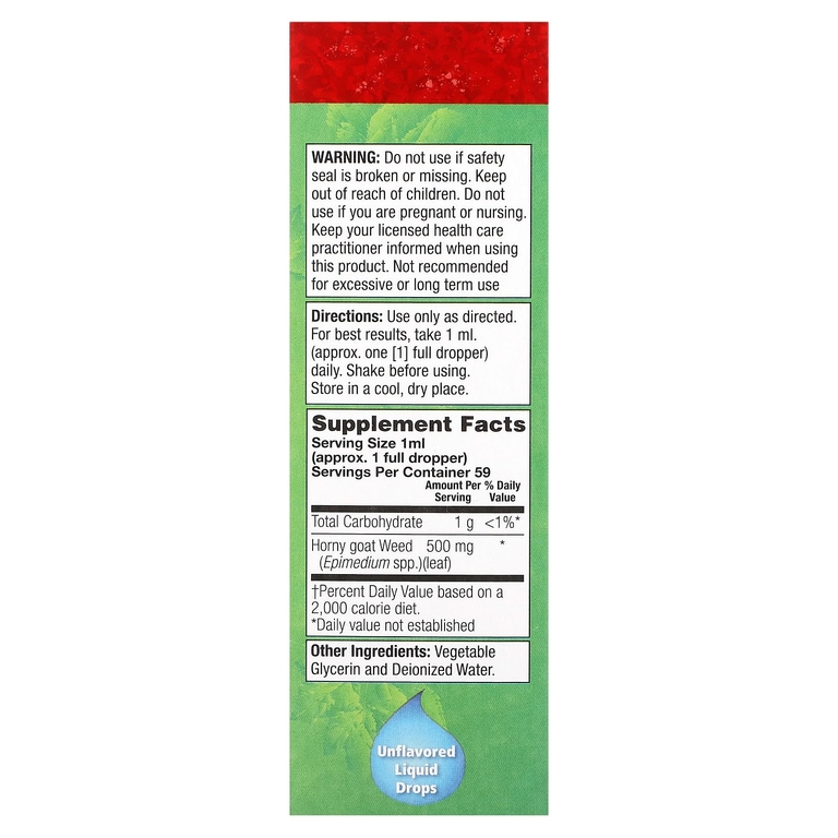 Natural Balance, Horny Goat Weed, жидкие капли, без добавок, 500 мг, 59 мл (2 жидк. Унции) (Товар снят с продажи) 
