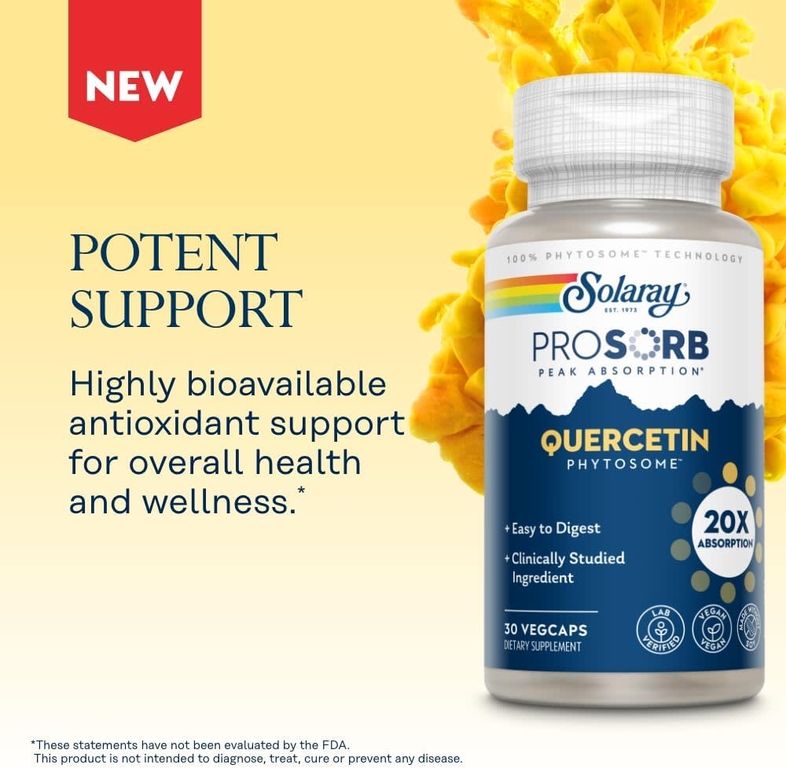 Solaray, Quercetin Phytosome™, фитосомы кверцетина, 30 растительных капсул (250 мг в 1 растительной капсуле)