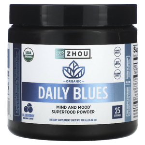 Zhou Nutrition, Organic Daily Blues, со вкусом голубики, 119,5 г (4,22 унции) (Товар снят с продажи) 