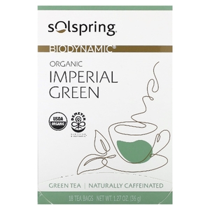 Dr. Mercola, Solspring®, Biodynamic®, органический зеленый чай, имперский зеленый, 18 чайных пакетиков, 36 г (1,27 унции) (Товар снят с продажи) 