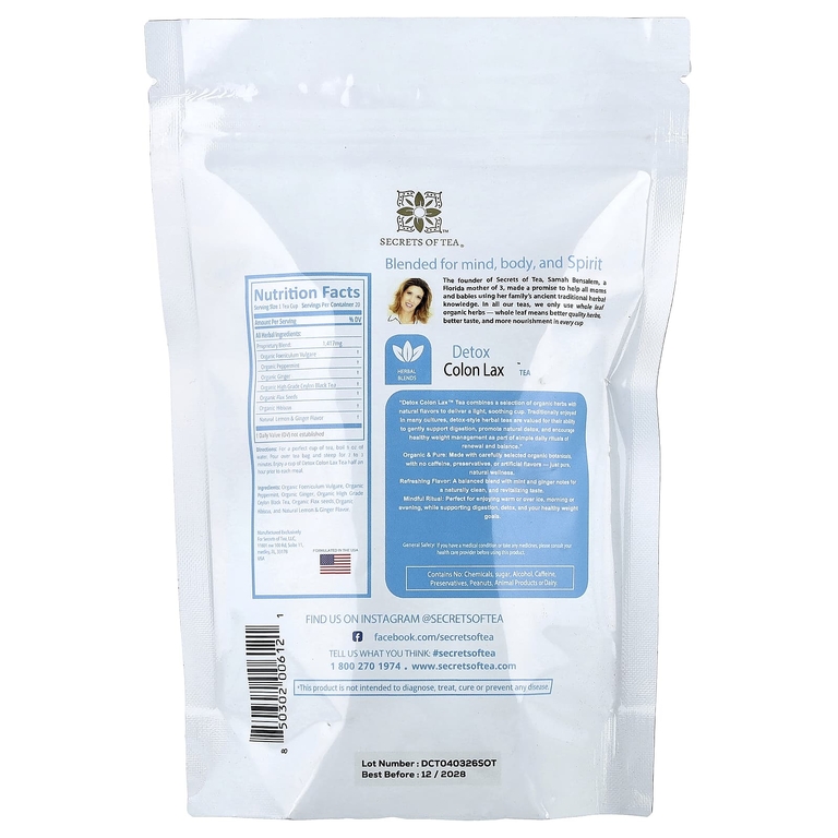 Secrets of Tea, Slim Tea, чай Detox™ Colon Lax, 20 чайных пакетиков, 41 г (1,47 унции)