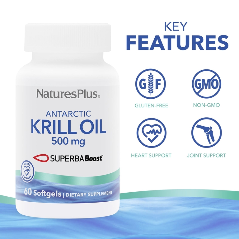 NaturesPlus, масло антарктического криля, 500 мг, 60 капсул