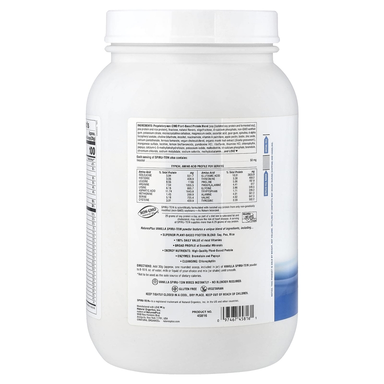 NaturesPlus, Spiru-Tein®, протеиновый порошок, со вкусом ванили, 1800 г (4 фунта)