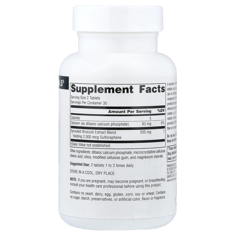 Source Naturals, Экстракт ростков брокколи, 250 мг, 60 таблеток