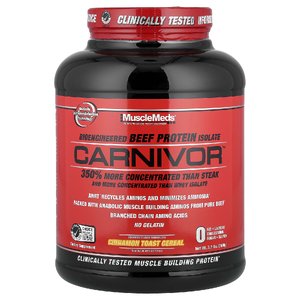 MuscleMeds, Carnivor™ изолят говяжьего белка биоинженерии, тостая крупа с корицей, 1680 г (3,7 фунта)