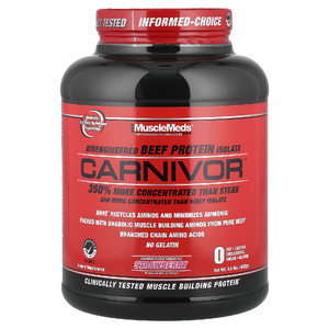 MuscleMeds, Carnivor, изолят говяжьего белка, полученный с помощью биоинженерии, со вкусом клубники, 1652 г (3,6 фунта)