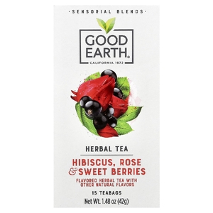 Good Earth Teas, Sensorial Blends, Herbal Tea, Hibiscus, Rose & Sweet Berries, 15 Biodegradable Teabags, 1.48 oz (42 g)