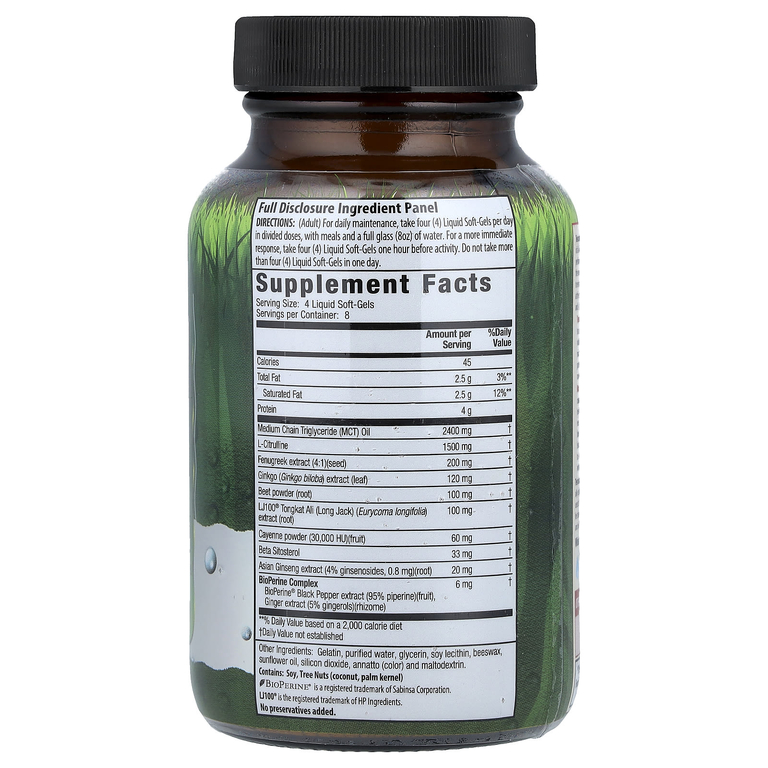 Irwin Naturals, Testosterone UP Red® с усилителем оксида азота, 32 жидких капсулы