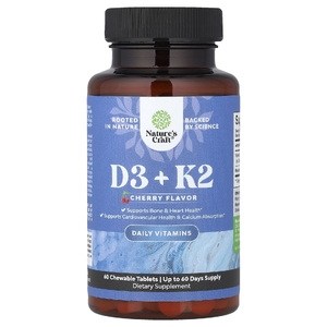 Nature's Craft, D3 и K2, вишня, 60 жевательных таблеток