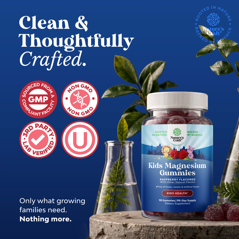 Nature's Craft, жевательные таблетки с магнием для детей, со вкусом малины, 90 жевательных таблеток