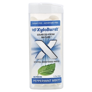 Xyloburst, подслащенные ксилитолом мятные конфеты, со вкусом перечной мяты, 60 шт., 36 г (1,27 унции)