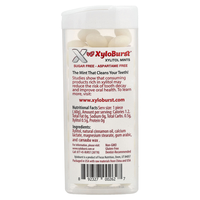 Xyloburst, подслащенные ксилитолом мятные конфеты, со вкусом корицы, 60 шт., 36 г (1,27 унции)