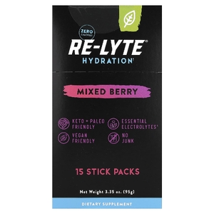 Redmond Trading Company, Re-Lyte, смесь электролитов, ягодное ассорти, 15 пакетиков по 6,5 г (0,23 унции)