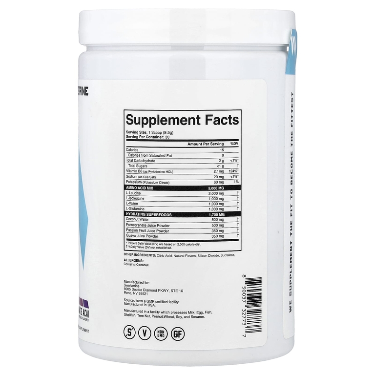 Swolverine, BCAA 2:1:1, гранат и асаи, 285 г (10,05 унции) (Товар снят с продажи) 