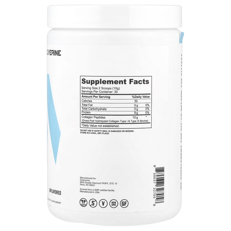 Swolverine, коллаген, без добавок, 300 г (10,58 унции) (Товар снят с продажи) 